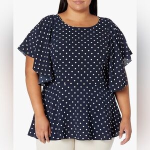 NWT City Chic Navy polka dot top